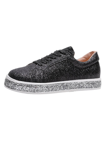Glitter Sparkly Lace Up Flat Sneaker