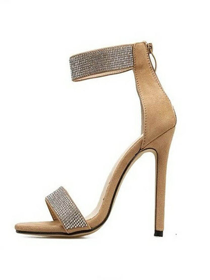 Rhinestone Ankle Strap High Heel Sandal