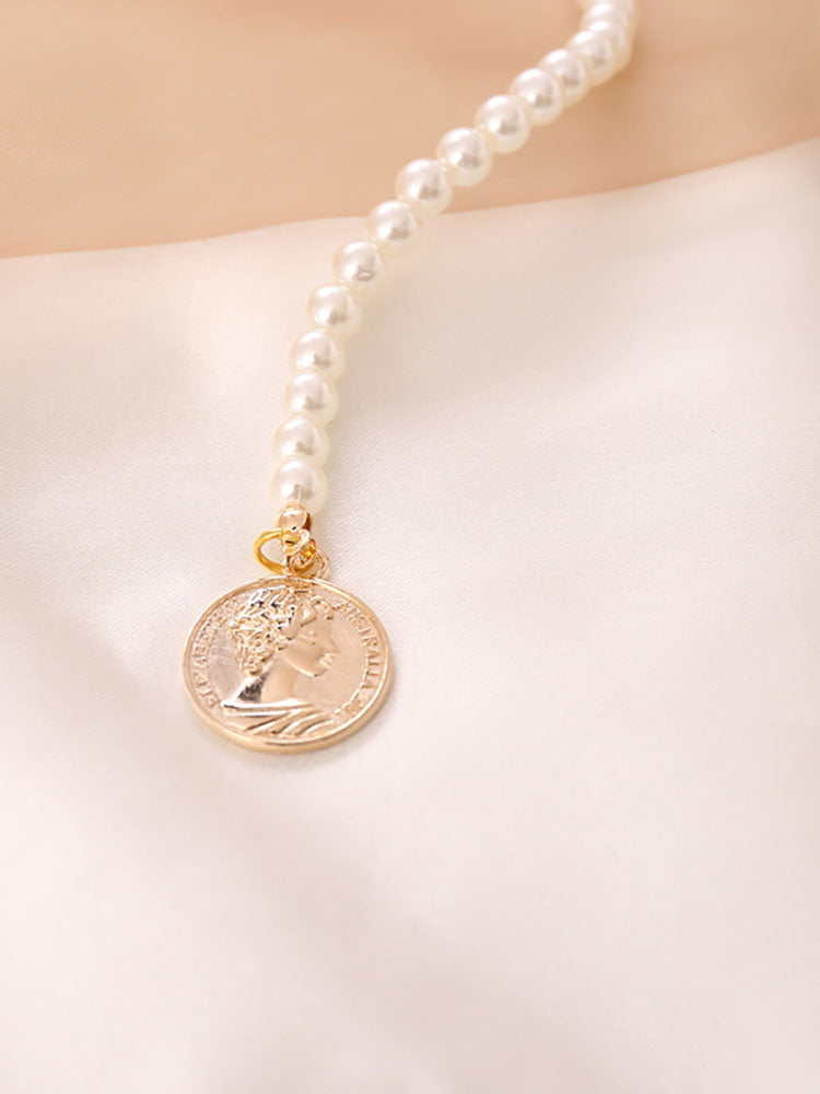 Pearl Geometric Patchwork Necklaces+Bracelet Set