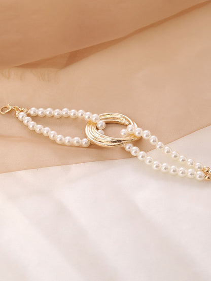 Pearl Geometric Patchwork Necklaces+Bracelet Set