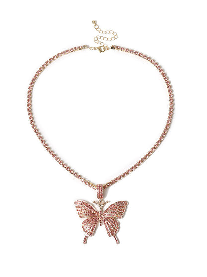 European Butterfly Pendant Rhinestone Necklaces