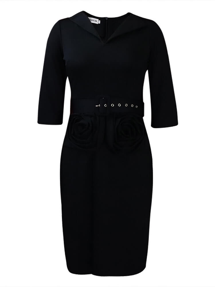 Vestidos midi ajustados de color liso con media manga