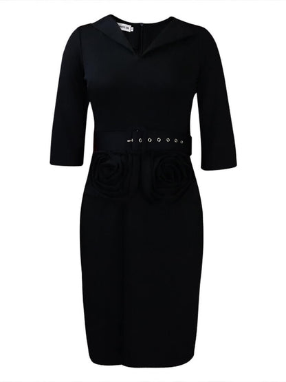 Vestidos midi ajustados de color liso con media manga