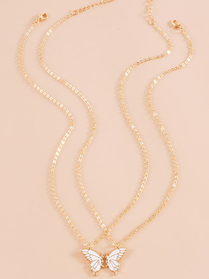 Double Layer Butterfly Pendant Chain Necklaces