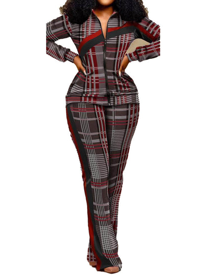 Two Piece Long Sleeve Printed Jacket Pants
