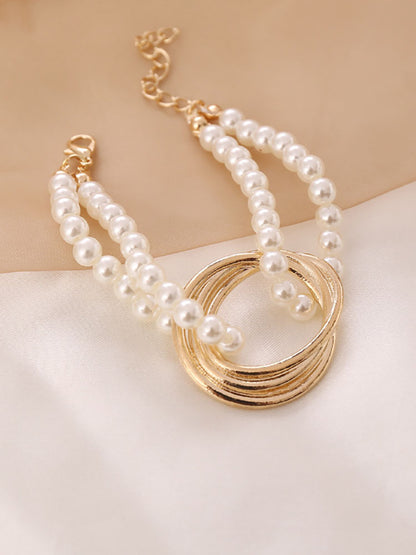 Pearl Geometric Patchwork Necklaces+Bracelet Set