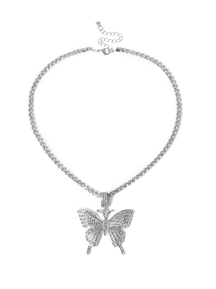 European Butterfly Pendant Rhinestone Necklaces