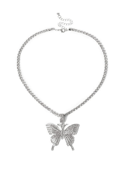 European Butterfly Pendant Rhinestone Necklaces