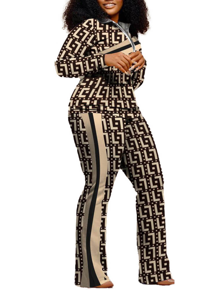 Two Piece Long Sleeve Printed Jacket Pants