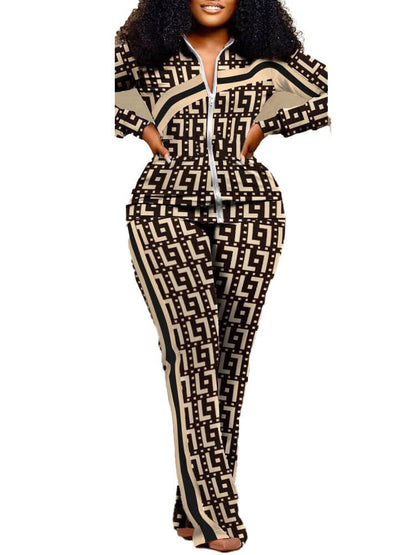 Two Piece Long Sleeve Printed Jacket Pants