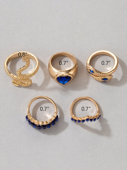 Serpent Imitation Emeralds and Diamonds Ring Set