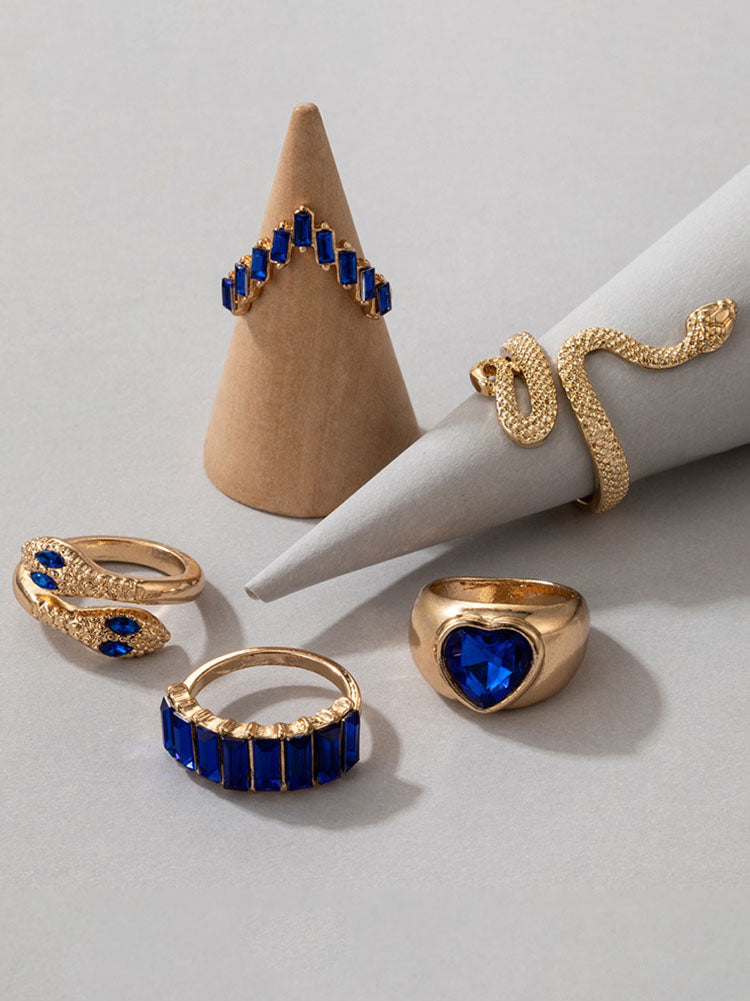 Serpent Imitation Emeralds and Diamonds Ring Set