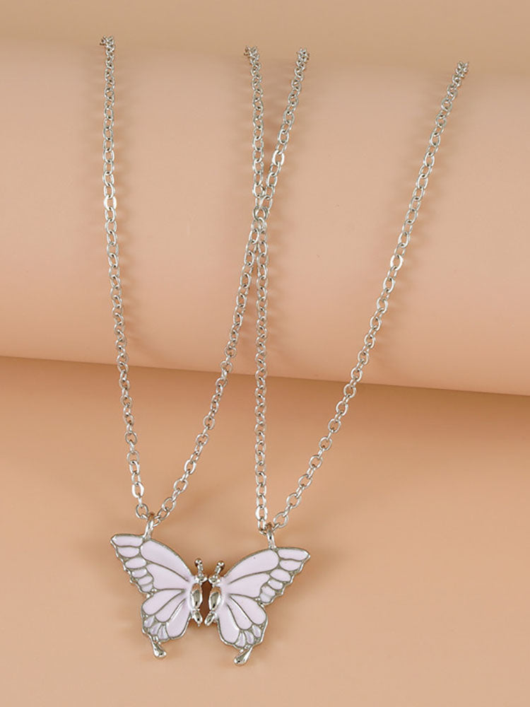 Double Layer Butterfly Pendant Chain Necklaces