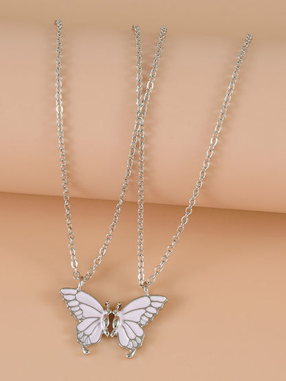 Double Layer Butterfly Pendant Chain Necklaces