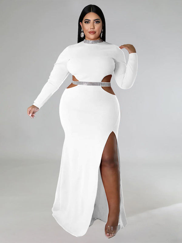 Plus Size Cut Out Split Maxi Dresees