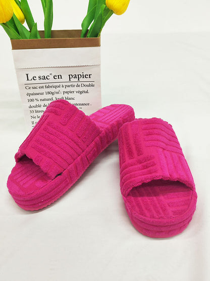 Thick Sole Round Toe Towel Fabric Slide