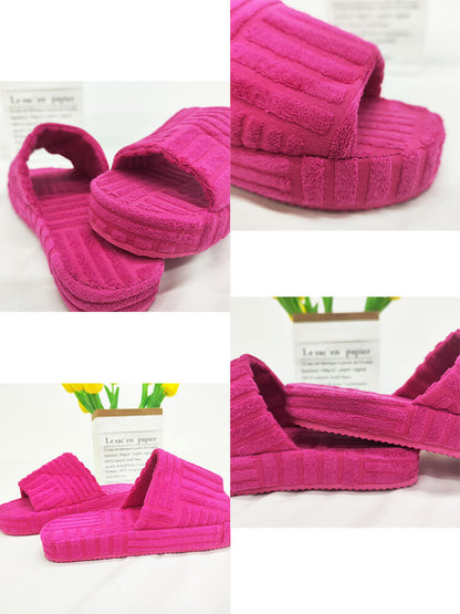 Thick Sole Round Toe Towel Fabric Slide