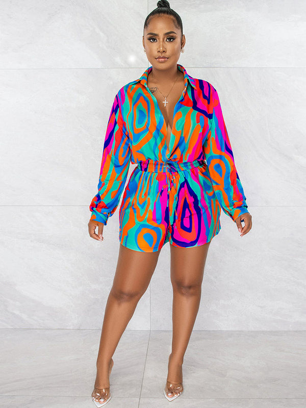 Long Sleeves Graffiti Print Romper