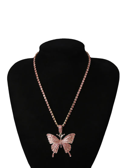 European Butterfly Pendant Rhinestone Necklaces