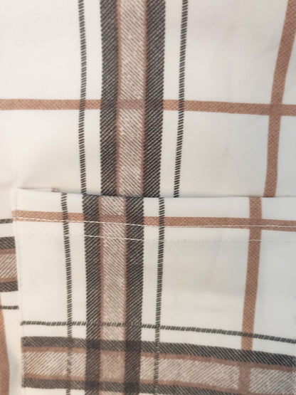 Long Sleeve Plaid Print Ruched Midi Dress