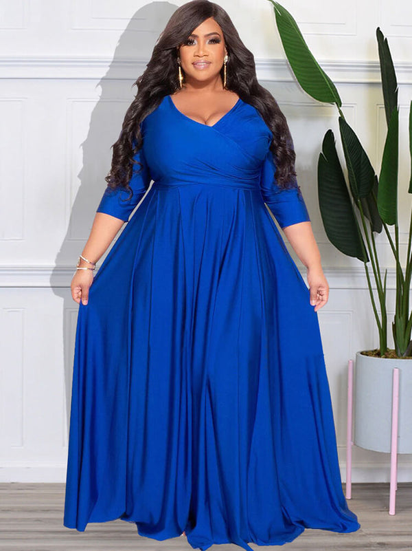 Bracelet Sleeve V Neck Bodycon Maxi Dress