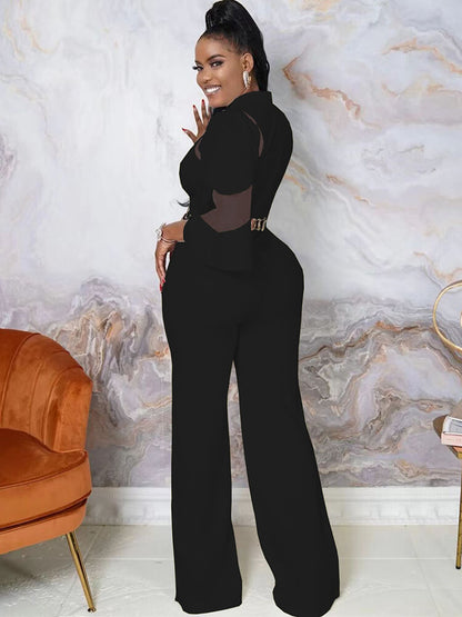 Mesh Patchwork Half Sleeve Bodycon Jumpsuit