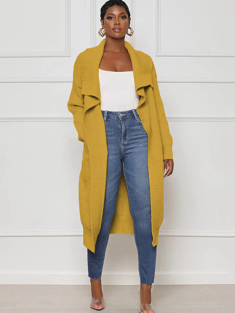 Knit Long Sleeve Solid Bodycon Cardigan