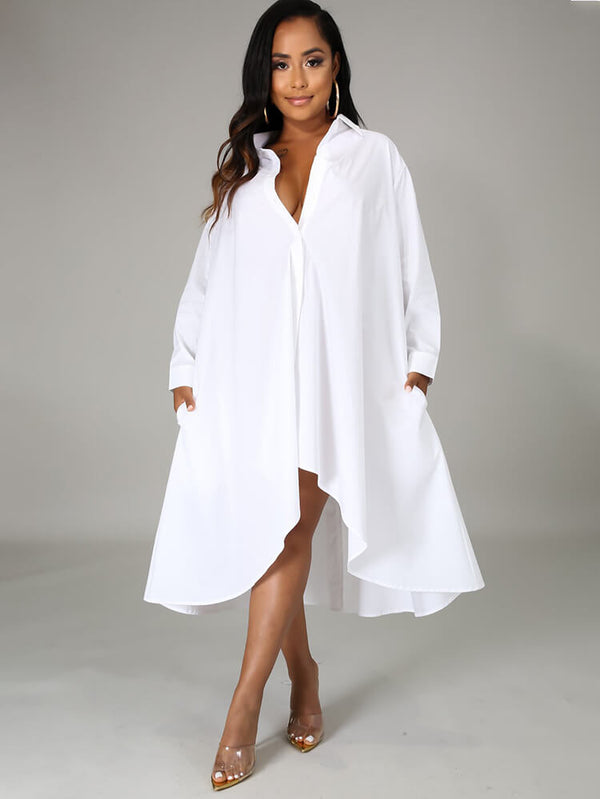 Long Sleeve Loose Shirt Maxi Dress