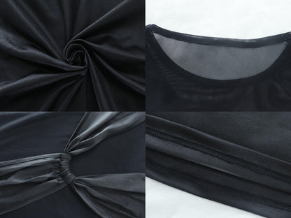 Vestidos largos de manga larga con retazos de malla