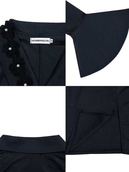 Vestidos midi de manga larga con retazos de flores