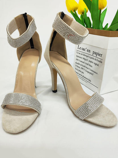 Rhinestone Ankle Strap High Heel Sandal
