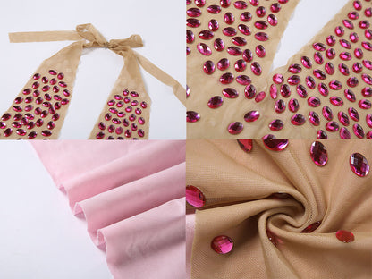 Mini vestidos ajustados sin mangas con retazos de diamantes de imitación