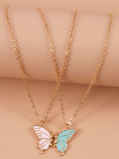 Double Layer Butterfly Pendant Chain Necklaces
