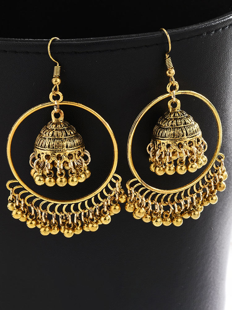 Double Layer Tassel Pendant Earrings