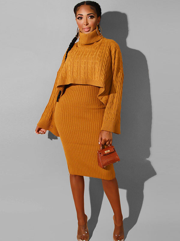 Two Piece Sweater Midi Dress Outfits