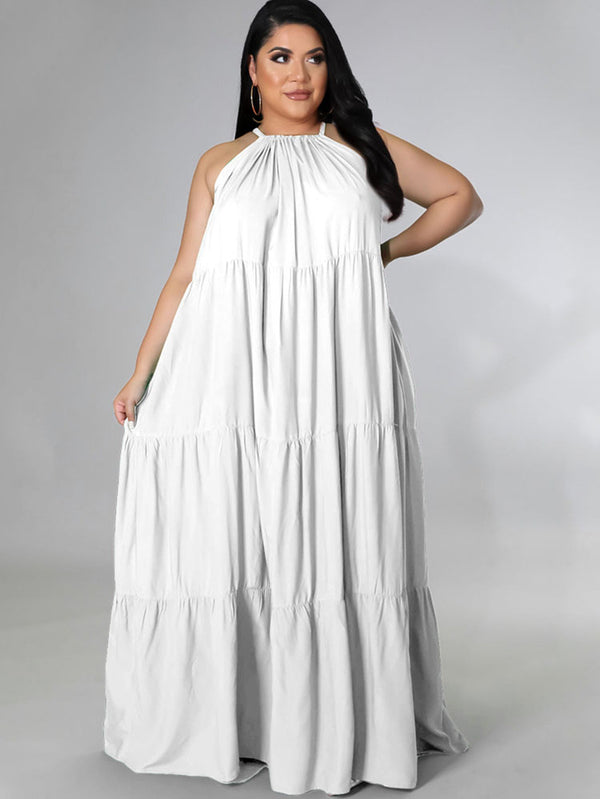 Plus Size Sleeveless Ruched Maxi Dress