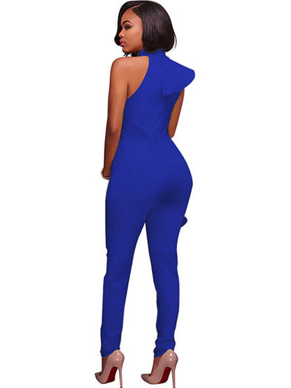 One Shoulder Sleeveless Ruffle Bodycon Jumpsuit