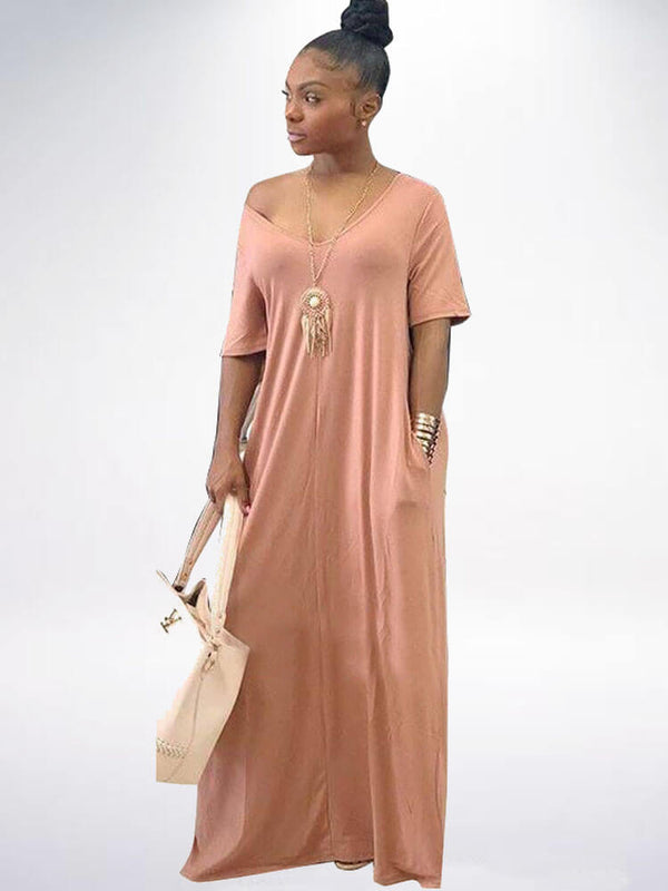 Kaftan Loose Pockets Boho Maxi Dress