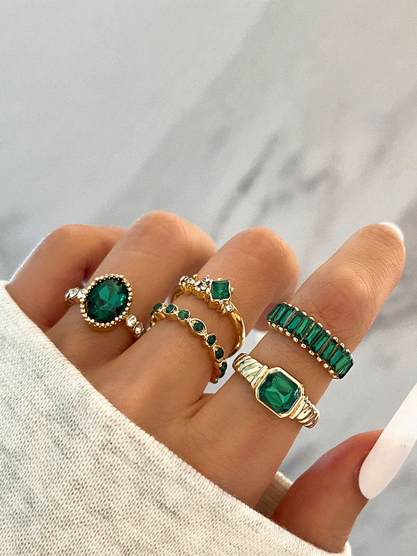 Five Piece Imitation Gem Rings Set