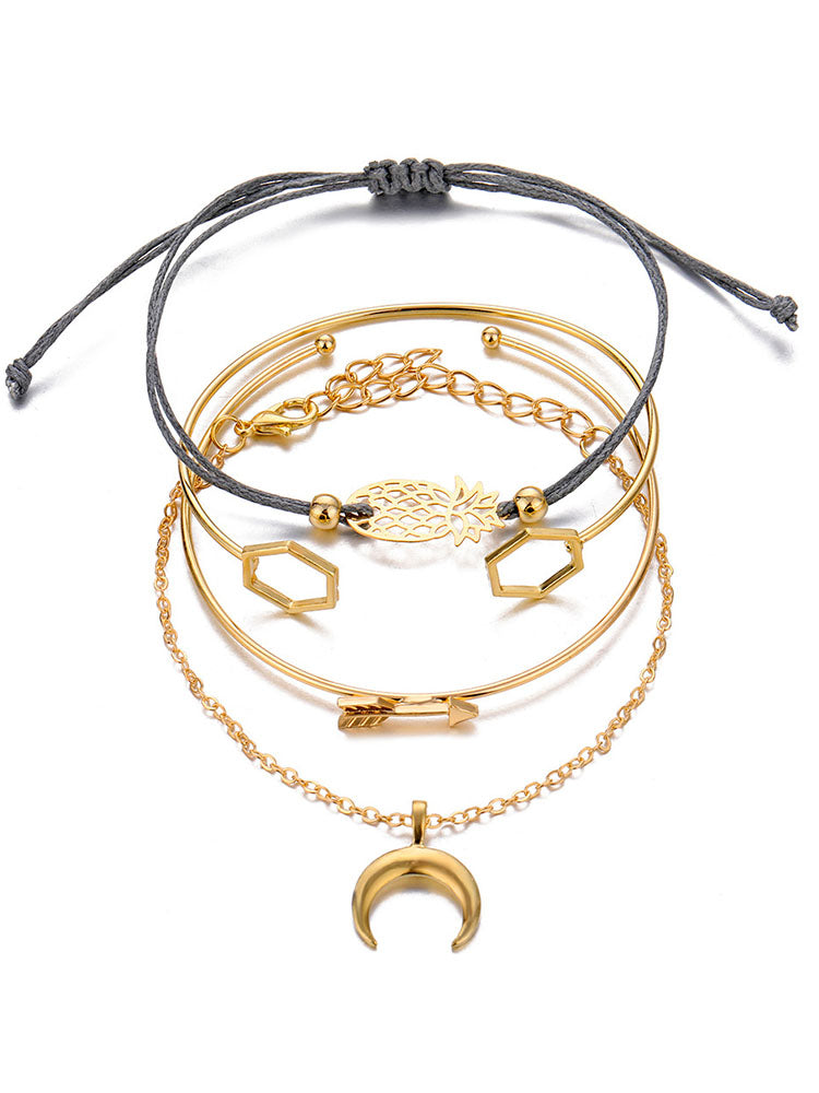 Tobillera con pulseras de cadena multicapa