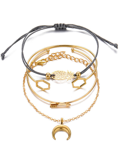 Tobillera con pulseras de cadena multicapa