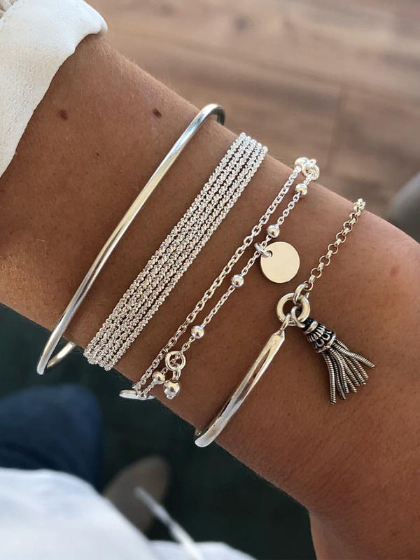 Minimalist Tassel Multilayer Chain Bracelets