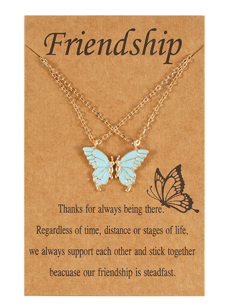 Double Layer Butterfly Pendant Chain Necklaces