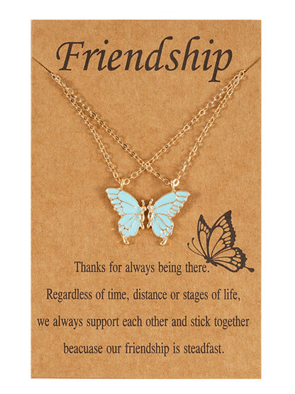Double Layer Butterfly Pendant Chain Necklaces