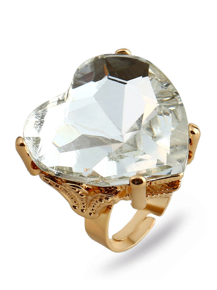 Heart Shape Retro Imitation Gemstone Ring