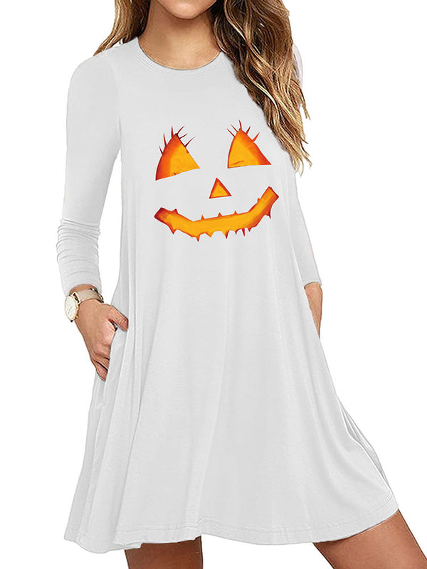 Halloween Plus Size Long Sleeves Loose Mini Dress