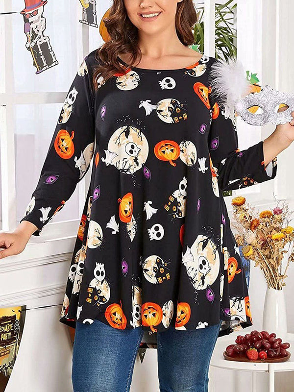 Jersey con estampado de calabaza de Halloween de talla grande