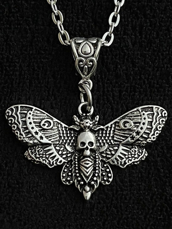 Halloween Moth Skull Pendant Necklaces