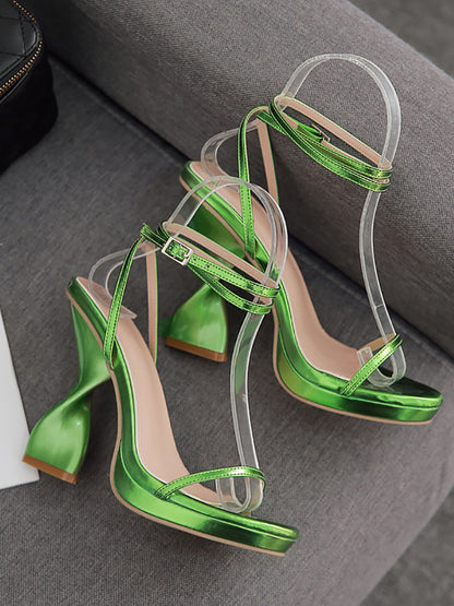 Chunky Open Toe Strappy Platform Heel