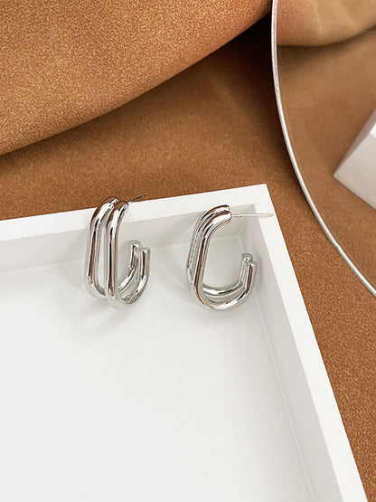 Minimalist Double Layer Geometric Earrings